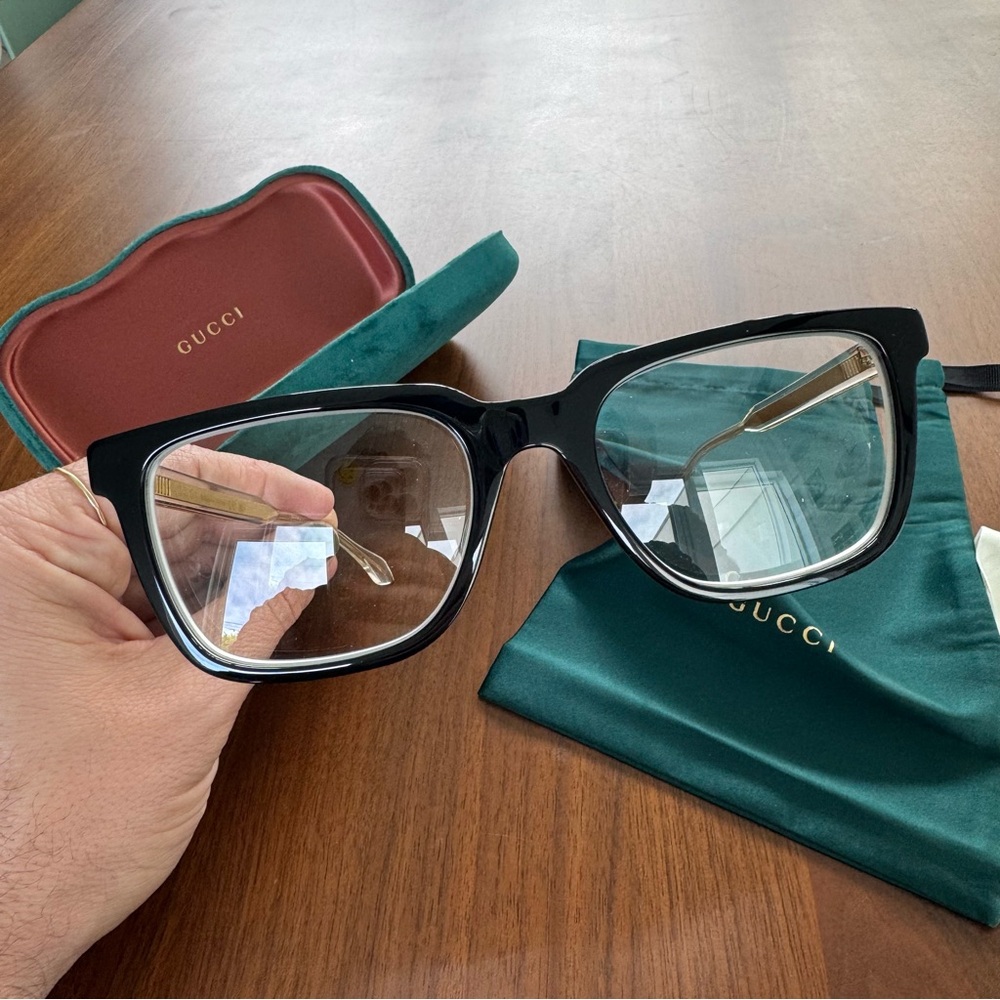 Gucci GG0560ON Square Eyeglasses 55mm Black Crystal Designer Optical Frames - Picture 16 of 16